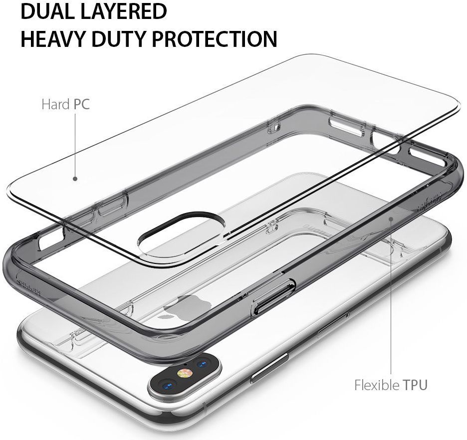 Ringke Fusion iPhone X Hoesje Doorzichtig Smoke Black afbeelding 2