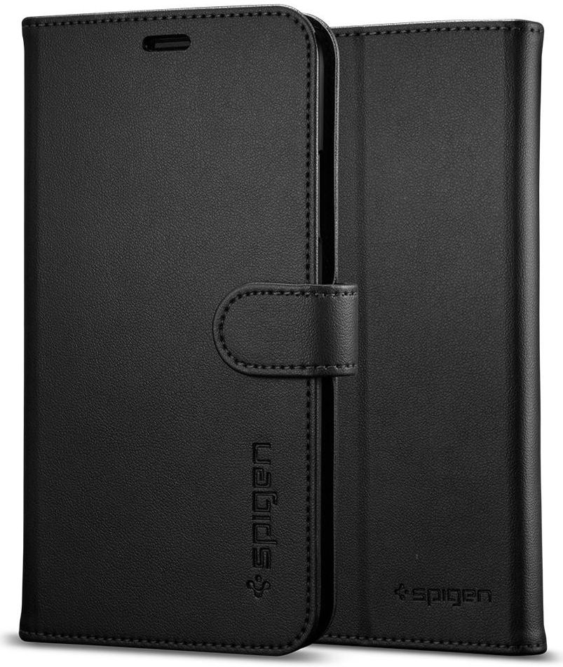 Spigen Wallet S Flip Hoesje Apple iPhone X Zwart Book Cover afbeelding 4