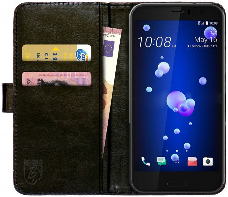 Rosso HTC U11 Hoesje Premium Book Cover Zwart afbeelding 1