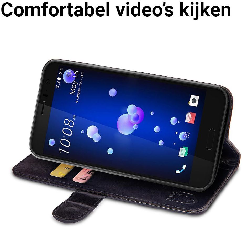 Rosso HTC U11 Hoesje Premium Book Cover Zwart afbeelding 5