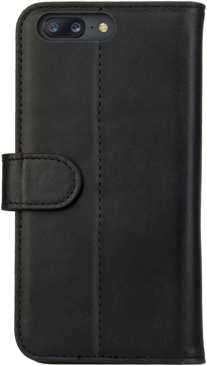 Rosso Deluxe OnePlus 5 Hoesje Echt Leer Pasjes Book Case Zwart afbeelding 4