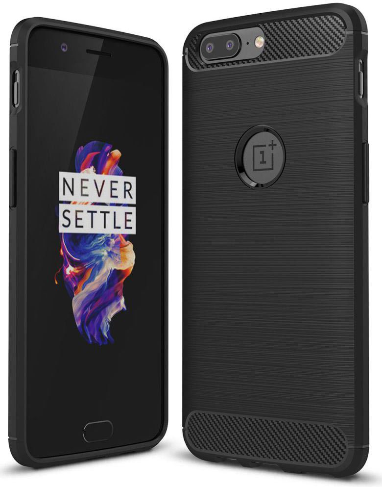 OnePlus 5 Geborsteld TPU Hoesje Zwart afbeelding 1