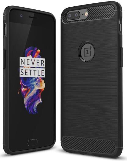 OnePlus 5 Geborsteld TPU Hoesje Zwart afbeelding 1