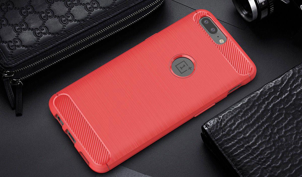 OnePlus 5 Hoesje Geborsteld TPU Rood afbeelding 2