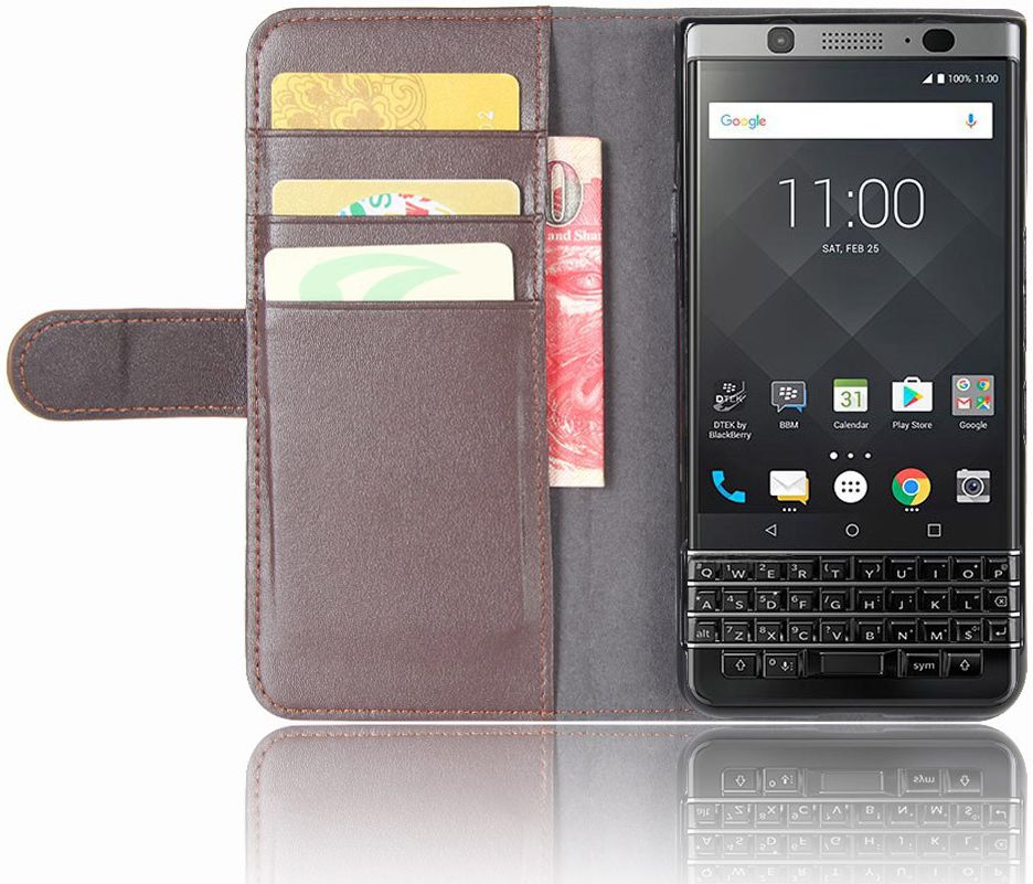 Echt Leren BlackBerry Keyone Hoesje Bruin afbeelding 1