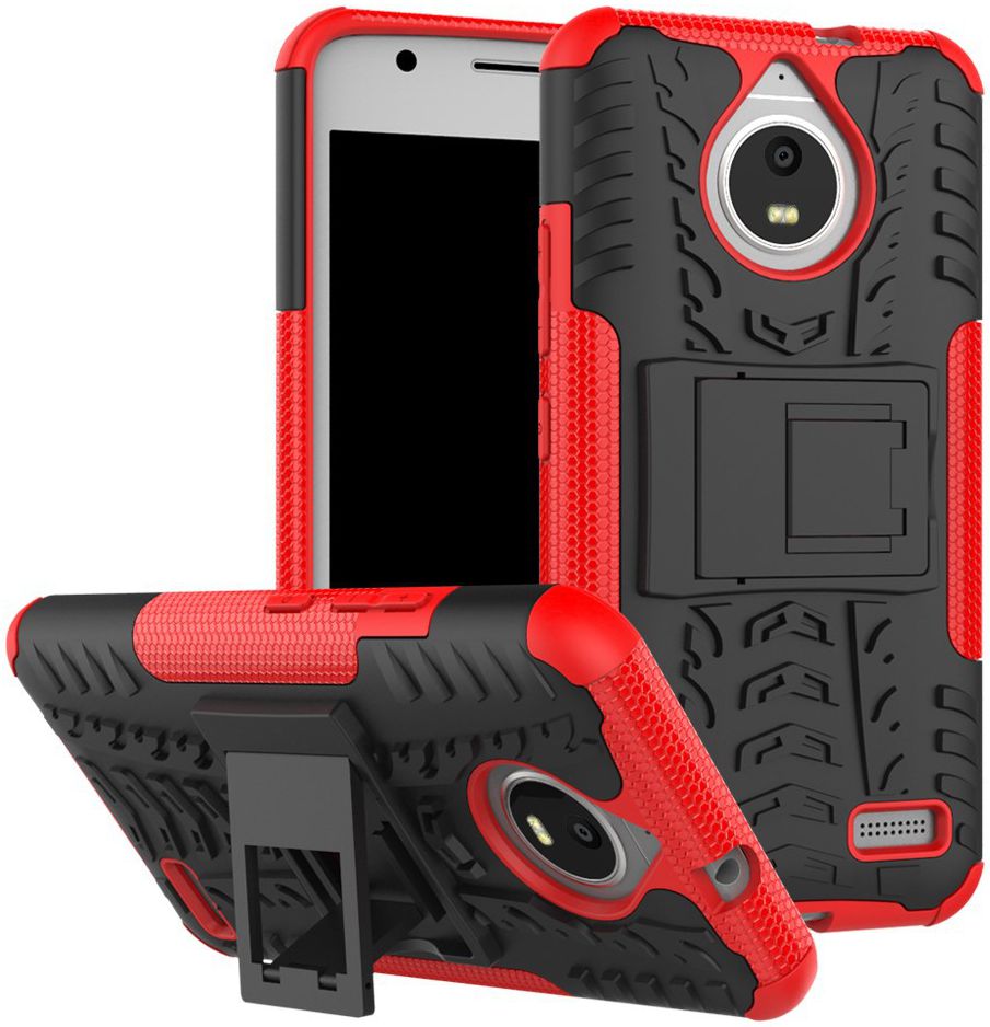 Robuuste Hybride Hoesje Motorola Moto E4 Rood afbeelding 1