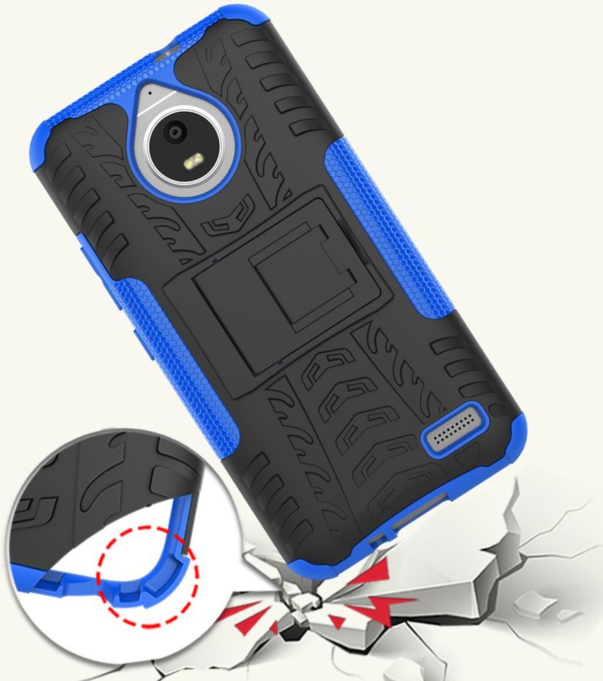 Robuuste Hybride Hoesje Motorola Moto E4 Blauw afbeelding 3
