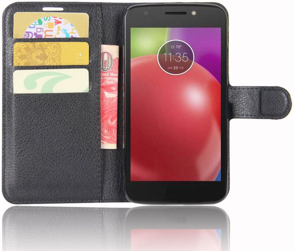 Motorola Moto E4 Portemonnee Hoesje Zwart afbeelding 1