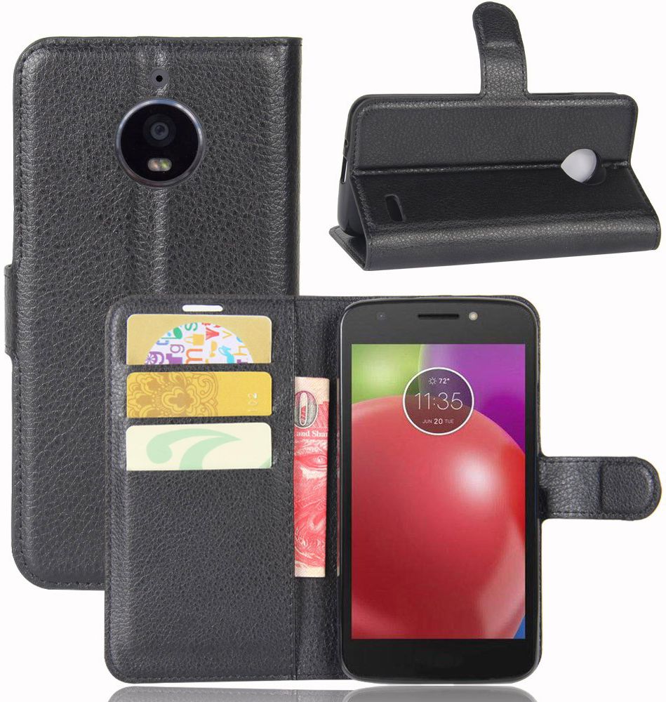 Motorola Moto E4 Portemonnee Hoesje Zwart afbeelding 4
