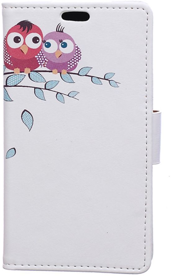 Motorola Moto E4 Portemonnee Flip Hoesje Print Boom Uilen afbeelding 1