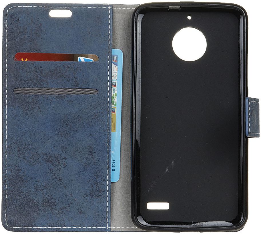 Motorola Moto E4 Retro Portemonnee Hoesje Blauw afbeelding 2