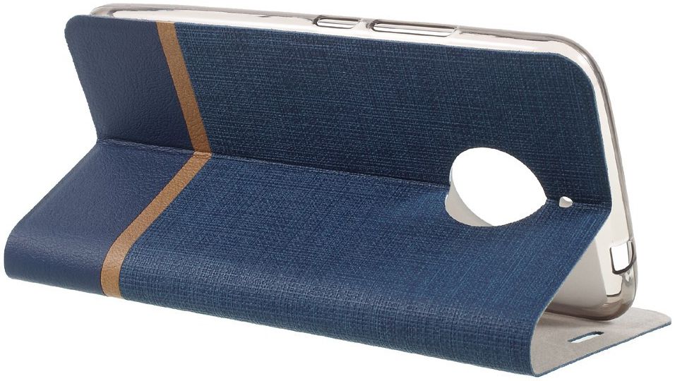 Motorola Moto E4 Plus Linnen Portemonnee Hoesje Blauw afbeelding 2
