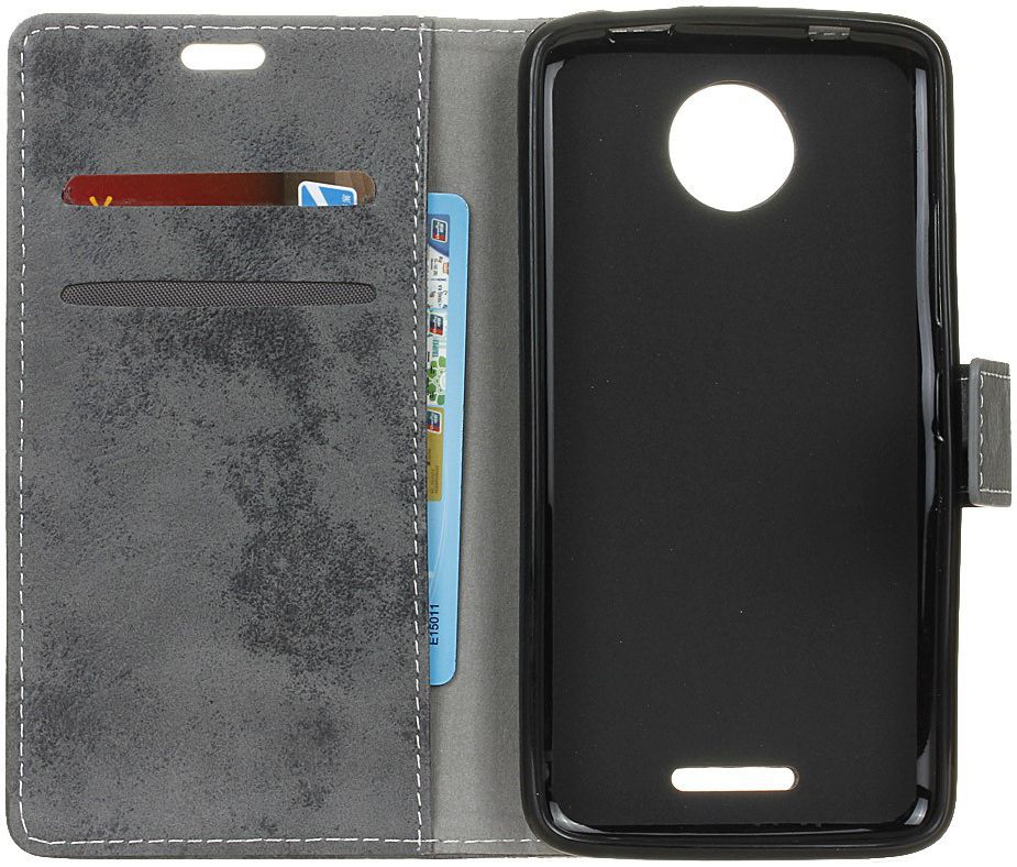 Motorola Moto C Plus Retro Portemonnee Hoesje Grijs afbeelding 2