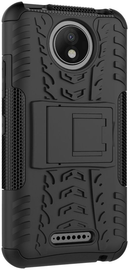 Robuust Hybride Motorola Moto C Plus Hoesje Zwart afbeelding 4
