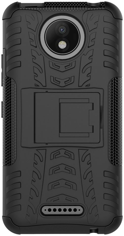 Robuust Hybride Motorola Moto C Plus Hoesje Zwart afbeelding 5