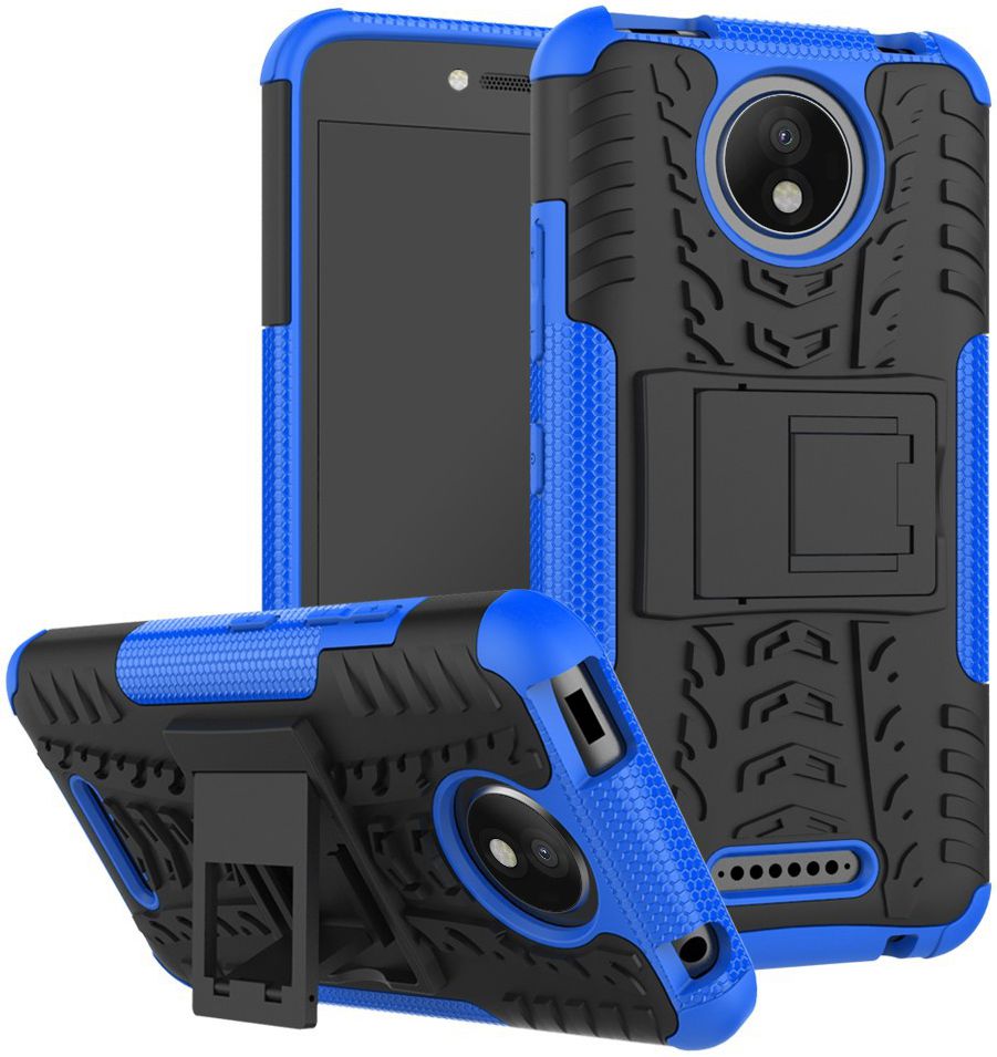 Robuust Hybride Motorola Moto C Plus Hoesje Blauw afbeelding 1