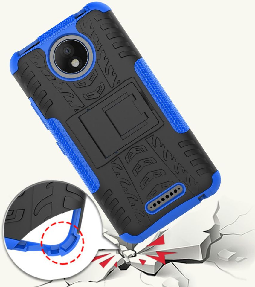 Robuust Hybride Motorola Moto C Plus Hoesje Blauw afbeelding 2