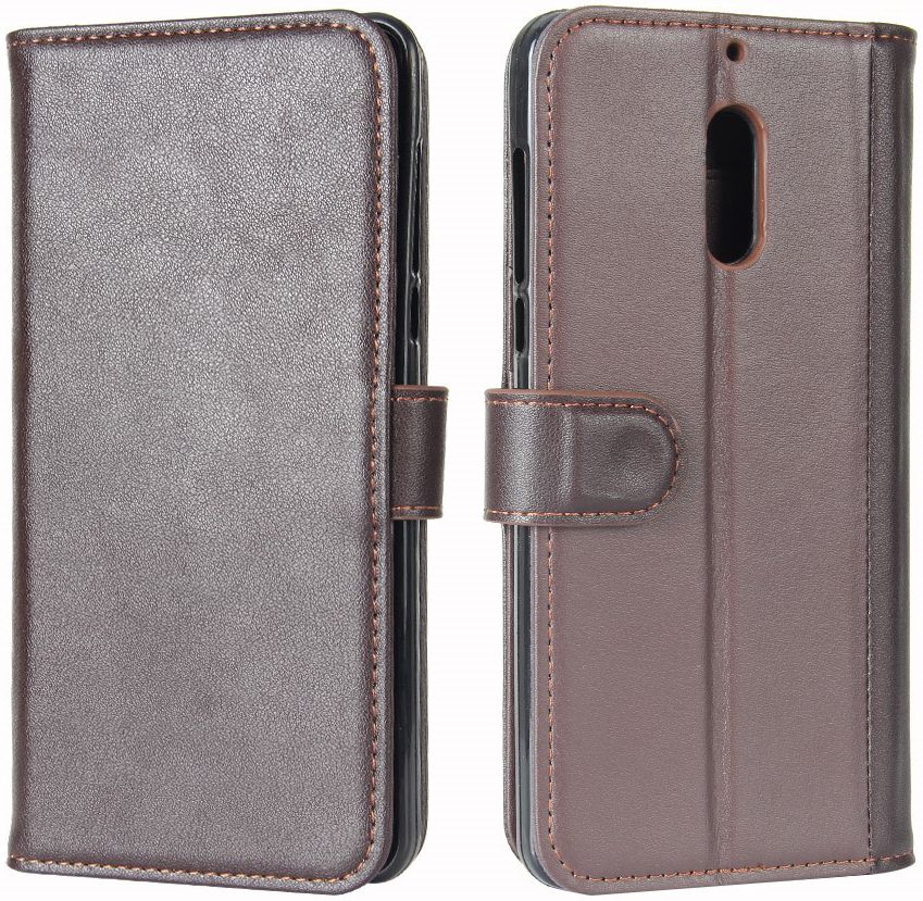 Nokia 6 Portemonnee Hoesje Kunst Leer Bruin afbeelding 10