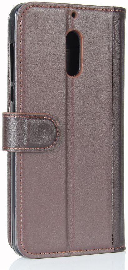 Nokia 6 Portemonnee Hoesje Kunst Leer Bruin afbeelding 7