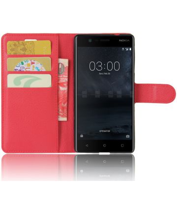 Nokia 3 Portemonnee Hoesje Rood Hoesjes