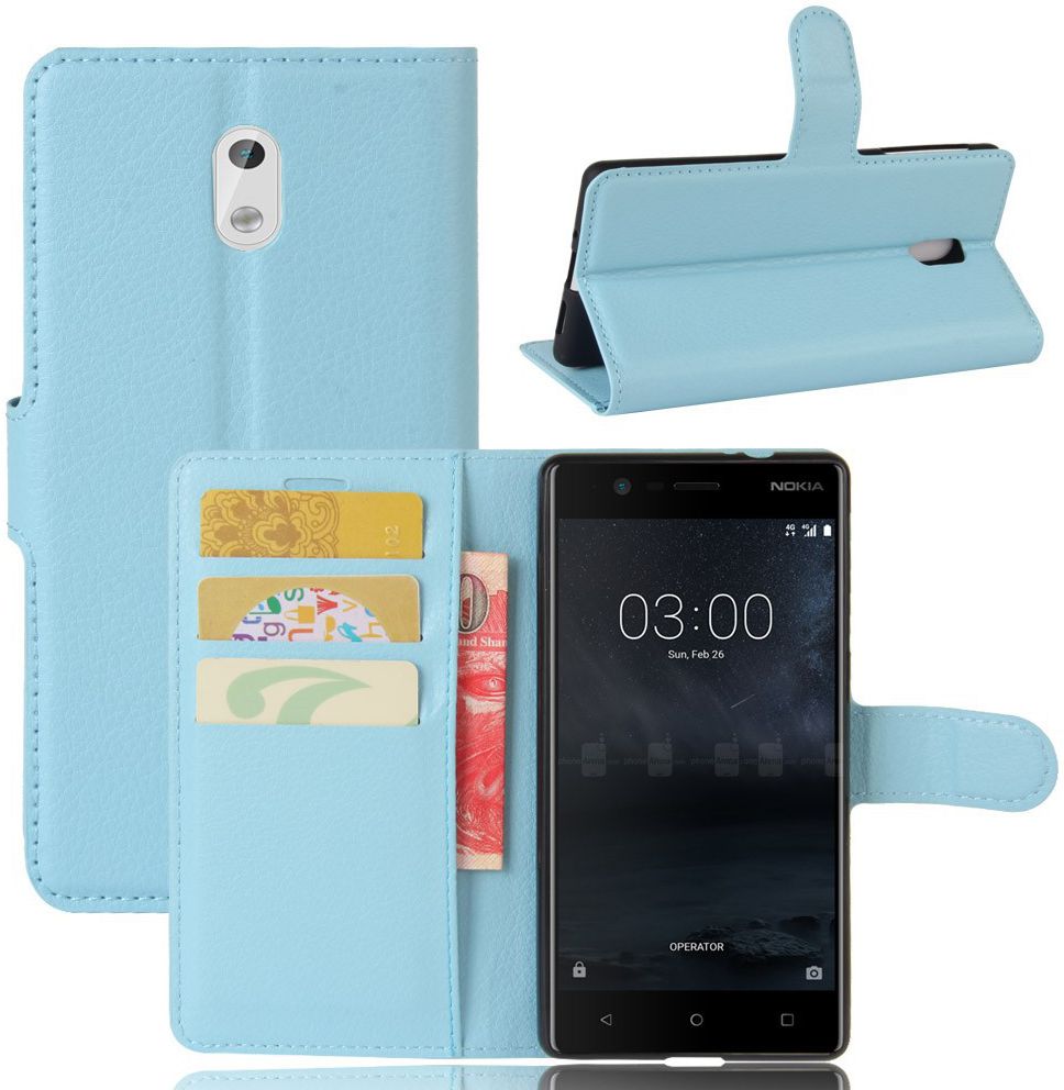 Nokia 3 Portemonnee Hoesje Blauw afbeelding 5