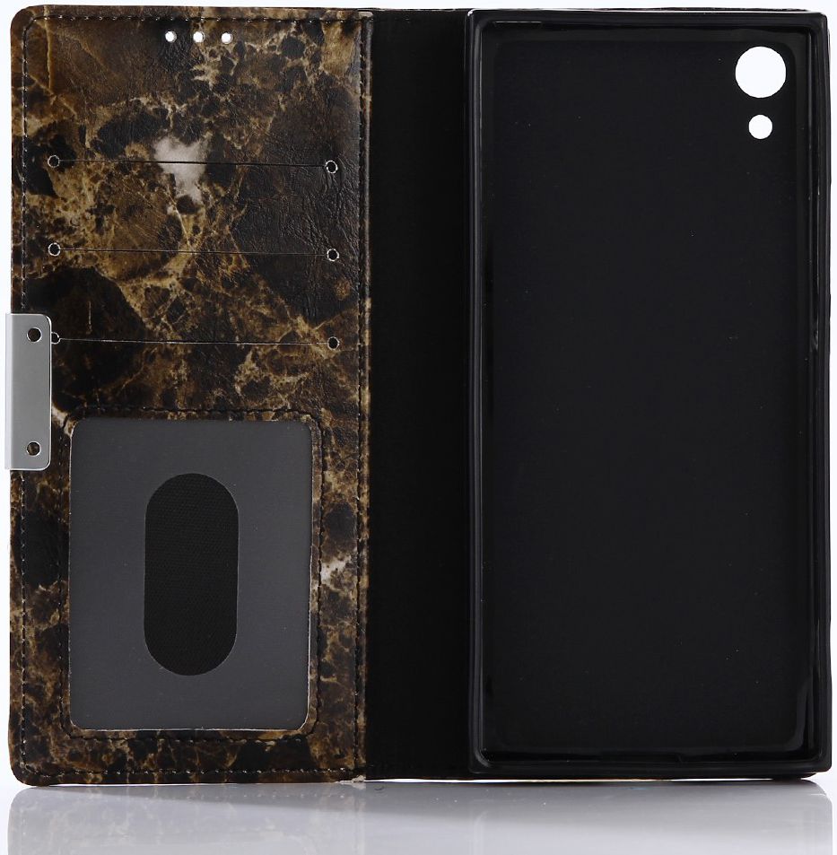 Sony Xperia XA1 Marmer Portemonnee Hoesje Zwart afbeelding 2