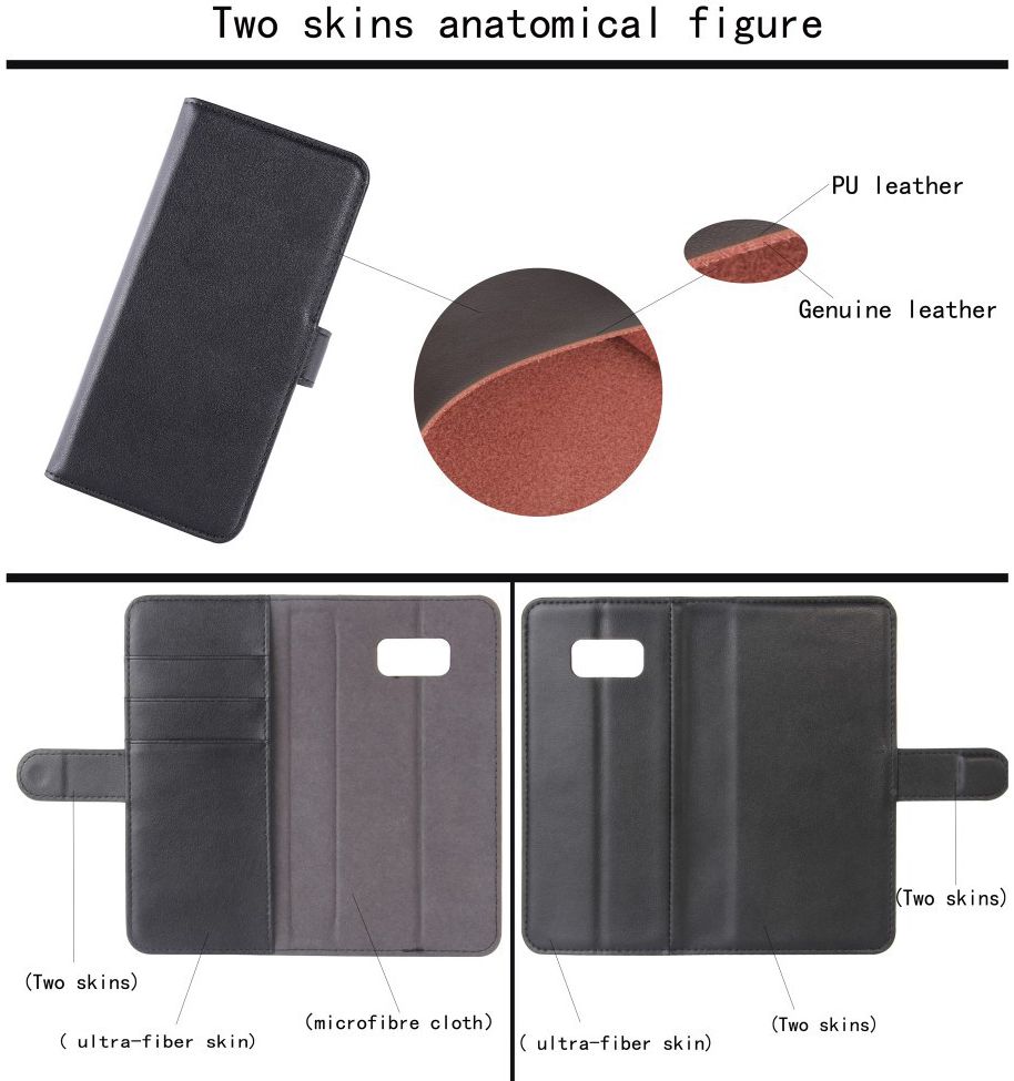 Echt Leren Huawei Y6 (2017) Hoesje Zwart afbeelding 5