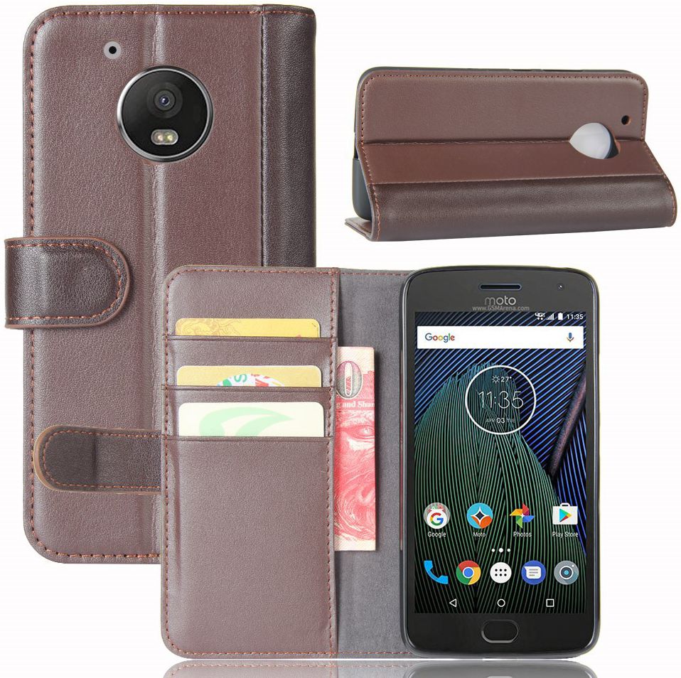 Echt Leren Motorola Moto G5 Hoesje Bruin afbeelding 4