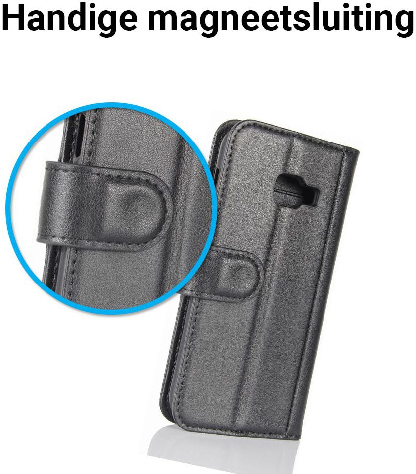 Echt Leren Samsung Galaxy A5 (2017) Portemonnee Hoesje Zwart afbeelding 2
