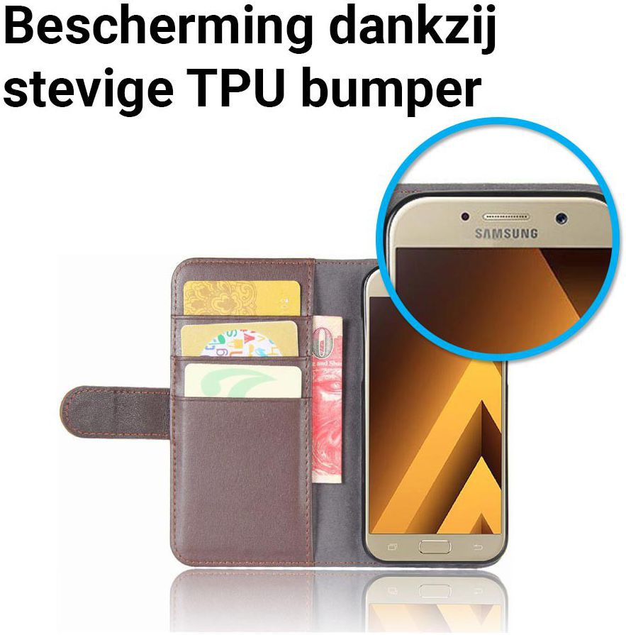 Echt Leren Samsung Galaxy A5 (2017) Portemonnee Hoesje Bruin afbeelding 5