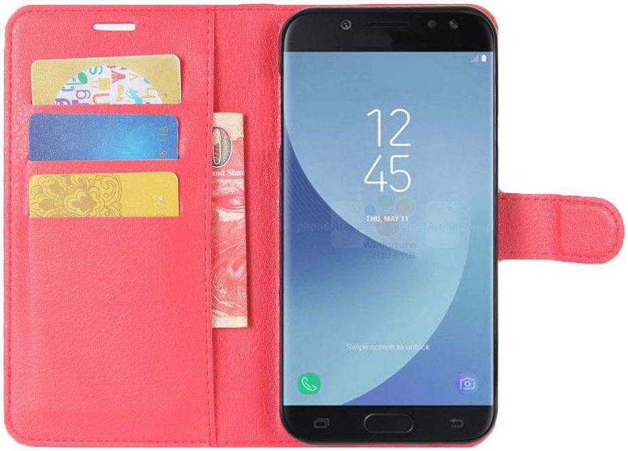 Samsung Galaxy J5 (2017) Portemonnee Hoesje met Standaard Rood afbeelding 1