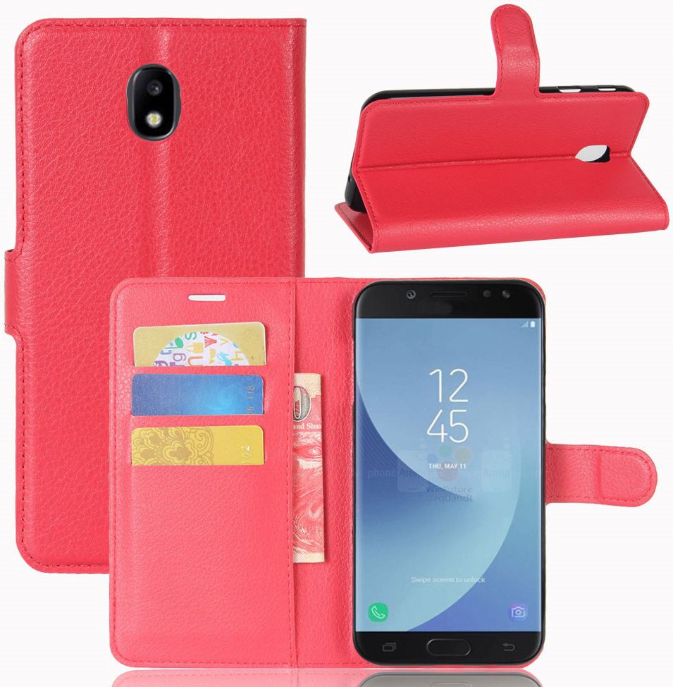 Samsung Galaxy J5 (2017) Portemonnee Hoesje met Standaard Rood afbeelding 5