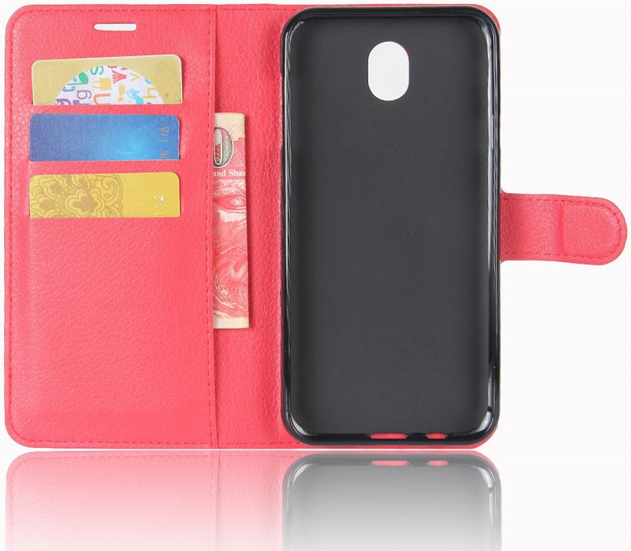 Samsung Galaxy J5 (2017) Portemonnee Hoesje met Standaard Rood afbeelding 2