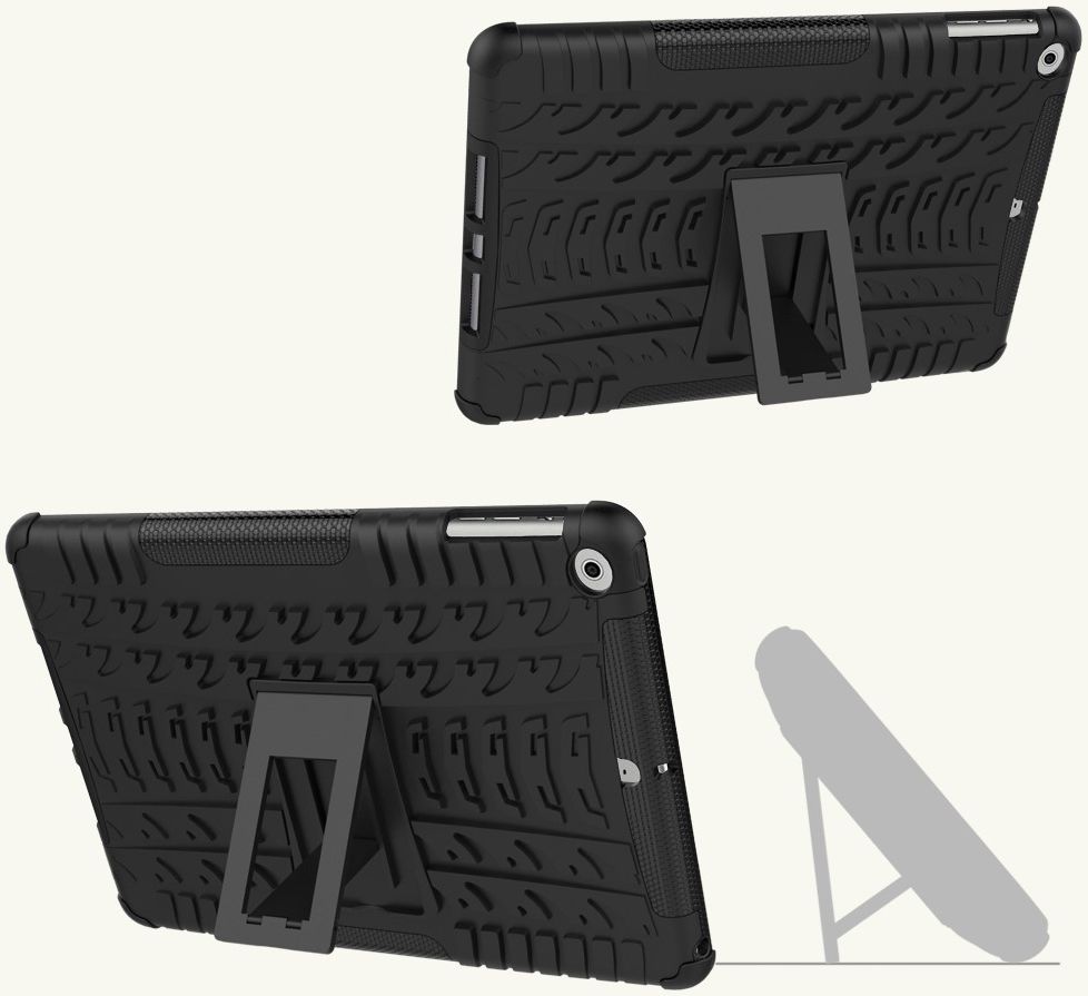 Apple iPad 9.7 2017 Tyre Pattern Hybrid Case Zwart afbeelding 4