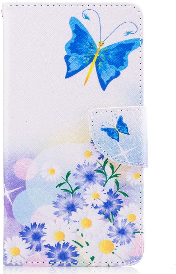 Nokia 5 Portemonnee Flip Hoesje Print Blue Butterfly afbeelding 1