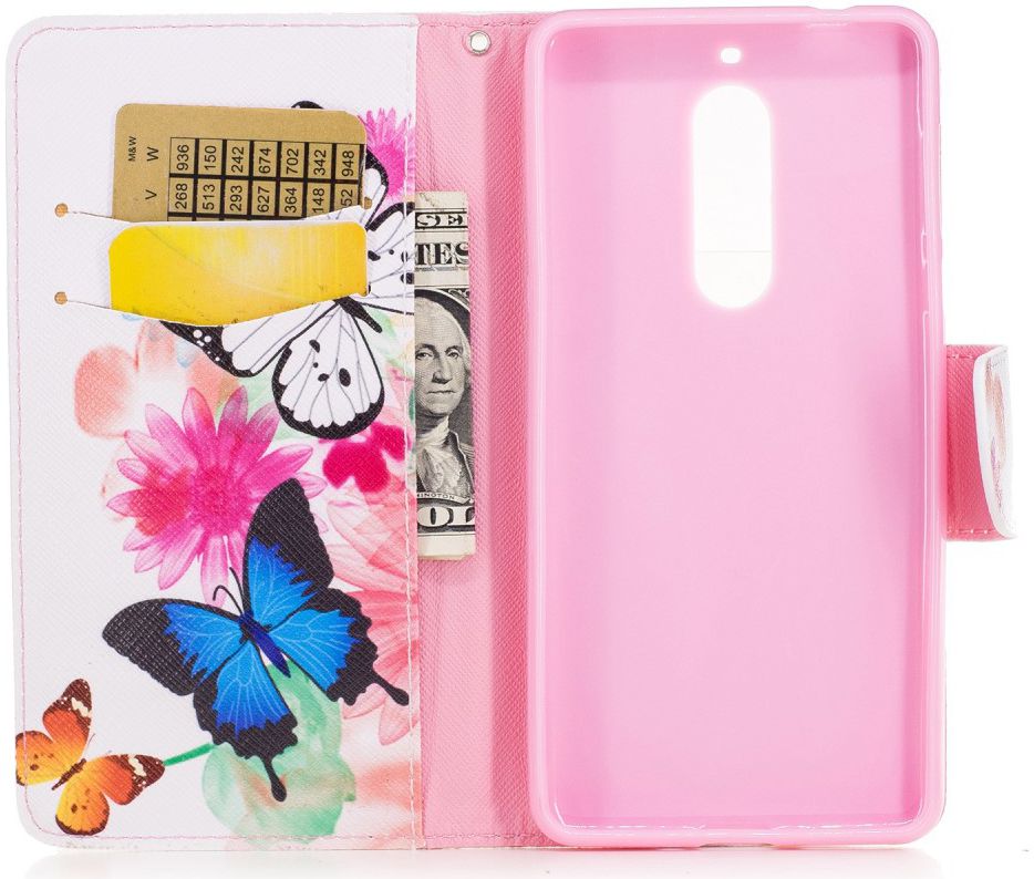 Nokia 5 Portemonnee Flip Hoesje Print  Butterflies afbeelding 3