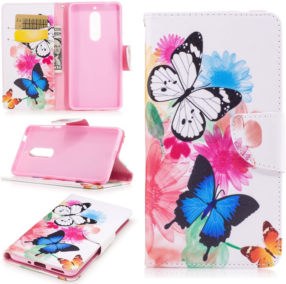 Nokia 5 Portemonnee Flip Hoesje Print  Butterflies afbeelding 8
