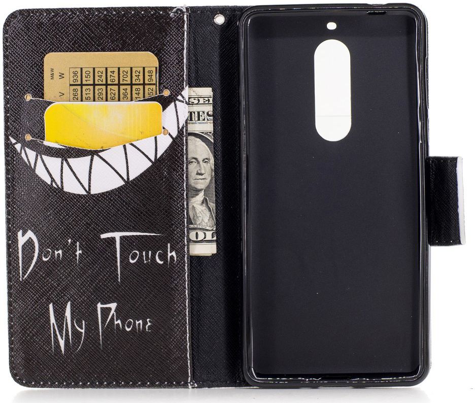 Nokia 5 Portemonnee Flip Hoesje Print Don't Touch My Phone afbeelding 2