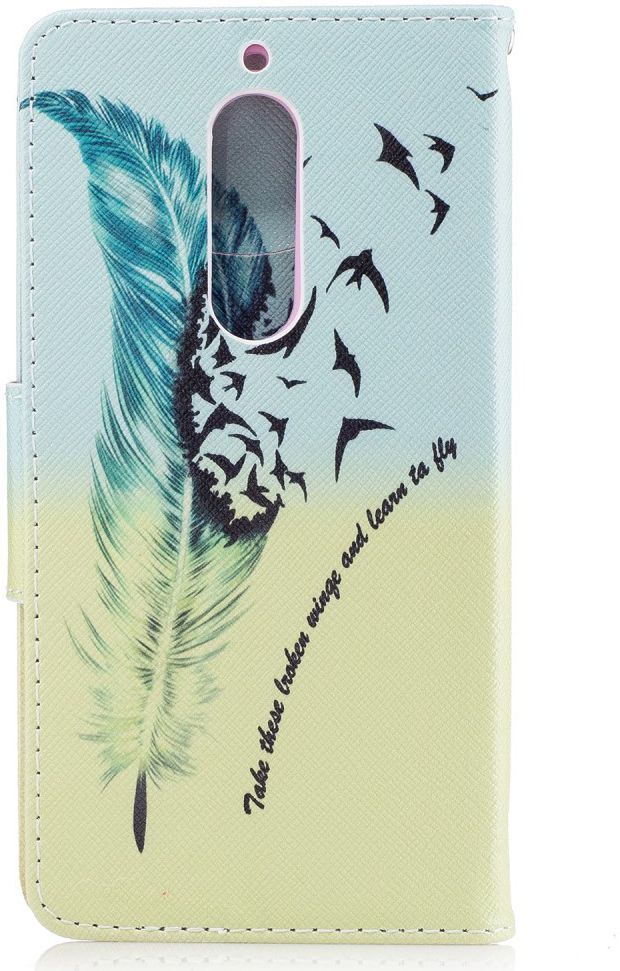 Nokia 5 Portemonnee Flip Hoesje Print Feather afbeelding 1