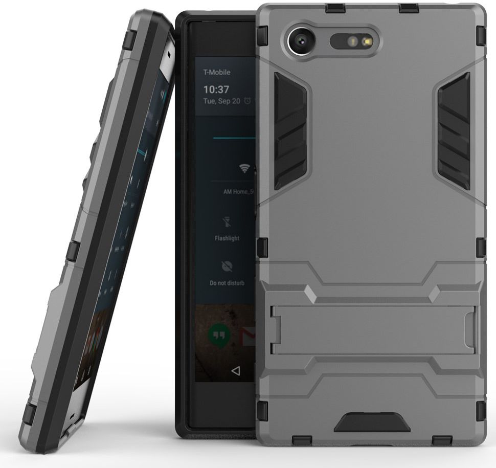 Hybride Sony Xperia X Compact Hoesje met Standaard Grijs afbeelding 2