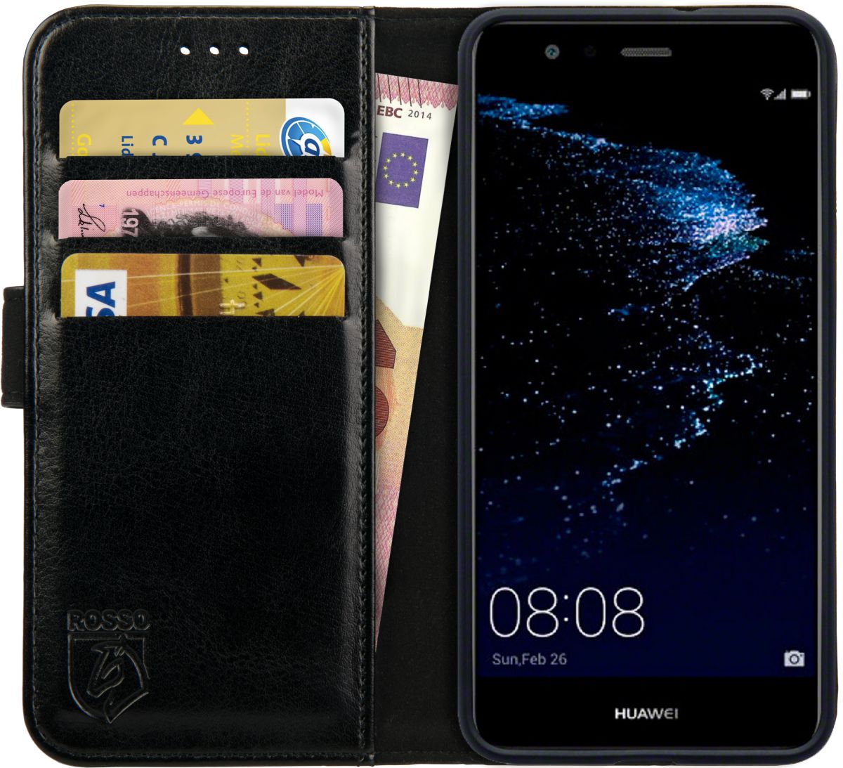 Rosso Element Huawei P10 Lite Hoesje Book Cover Zwart afbeelding 13