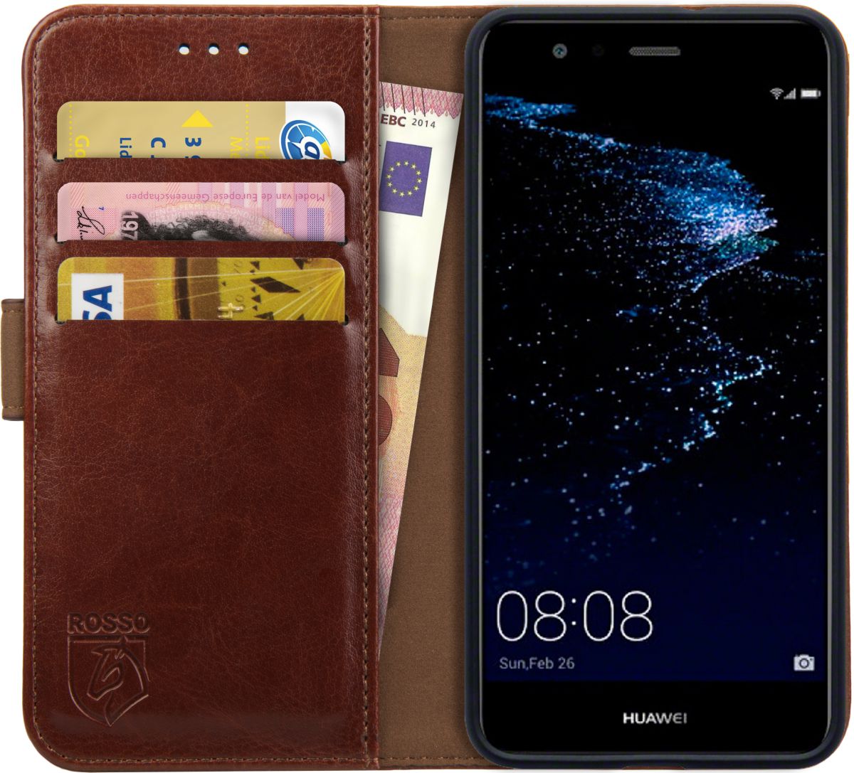 Rosso Element Huawei P10 Lite Hoesje Book Cover Bruin afbeelding 1