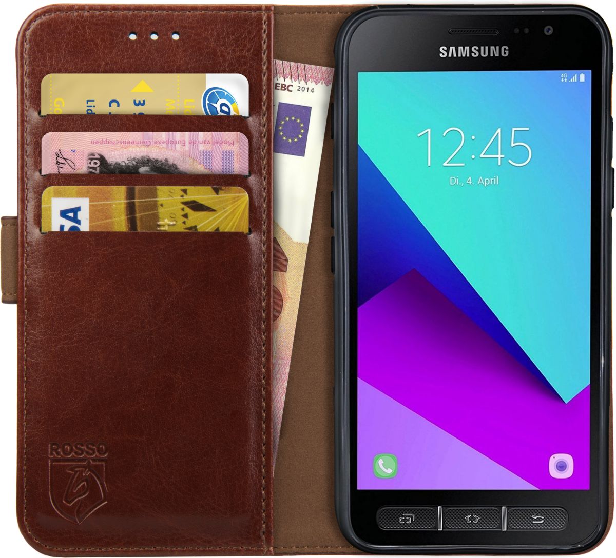 Rosso Element Samsung Galaxy Xcover 4/4s Hoesje Book Cover Bruin afbeelding 1