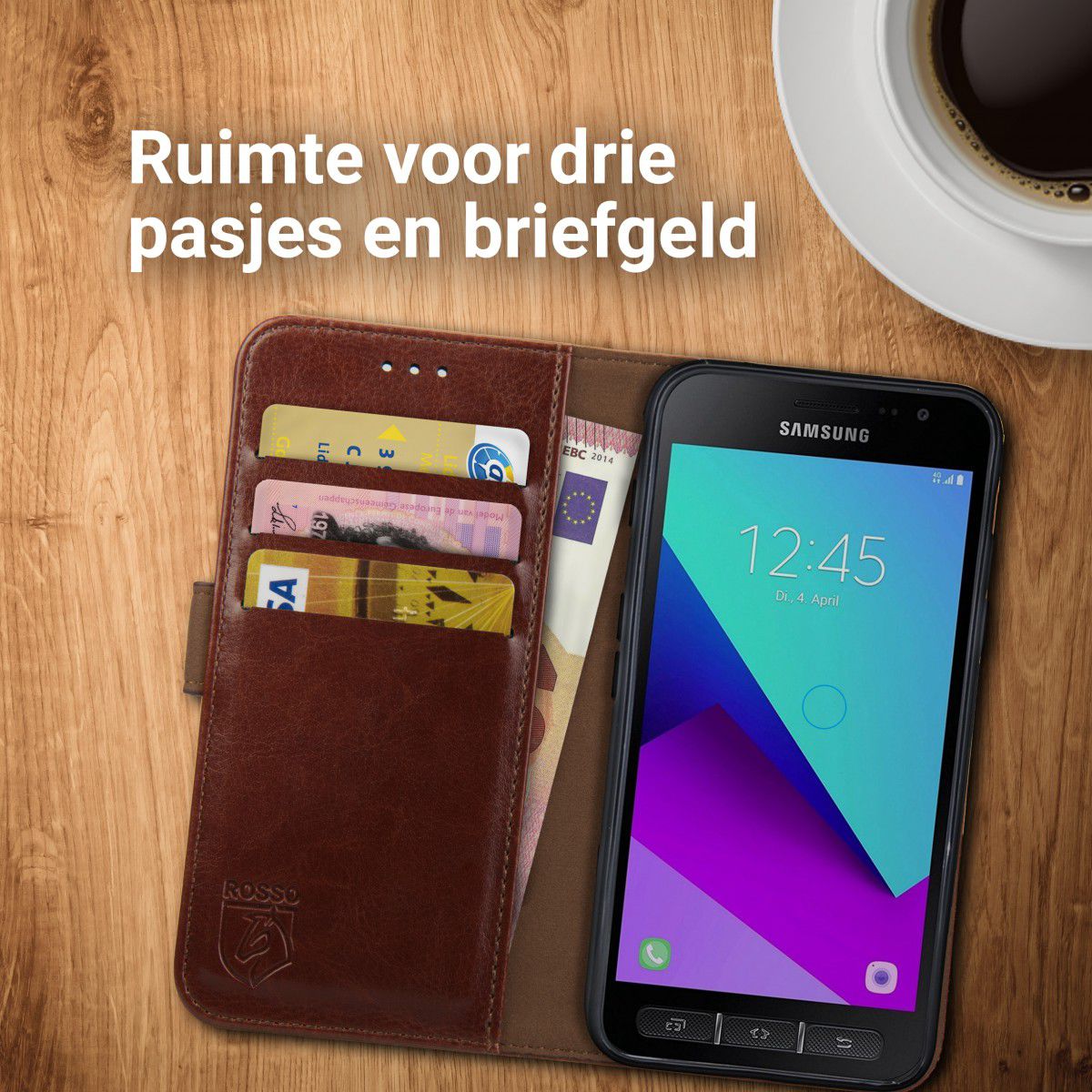 Rosso Element Samsung Galaxy Xcover 4/4s Hoesje Book Cover Bruin afbeelding 6