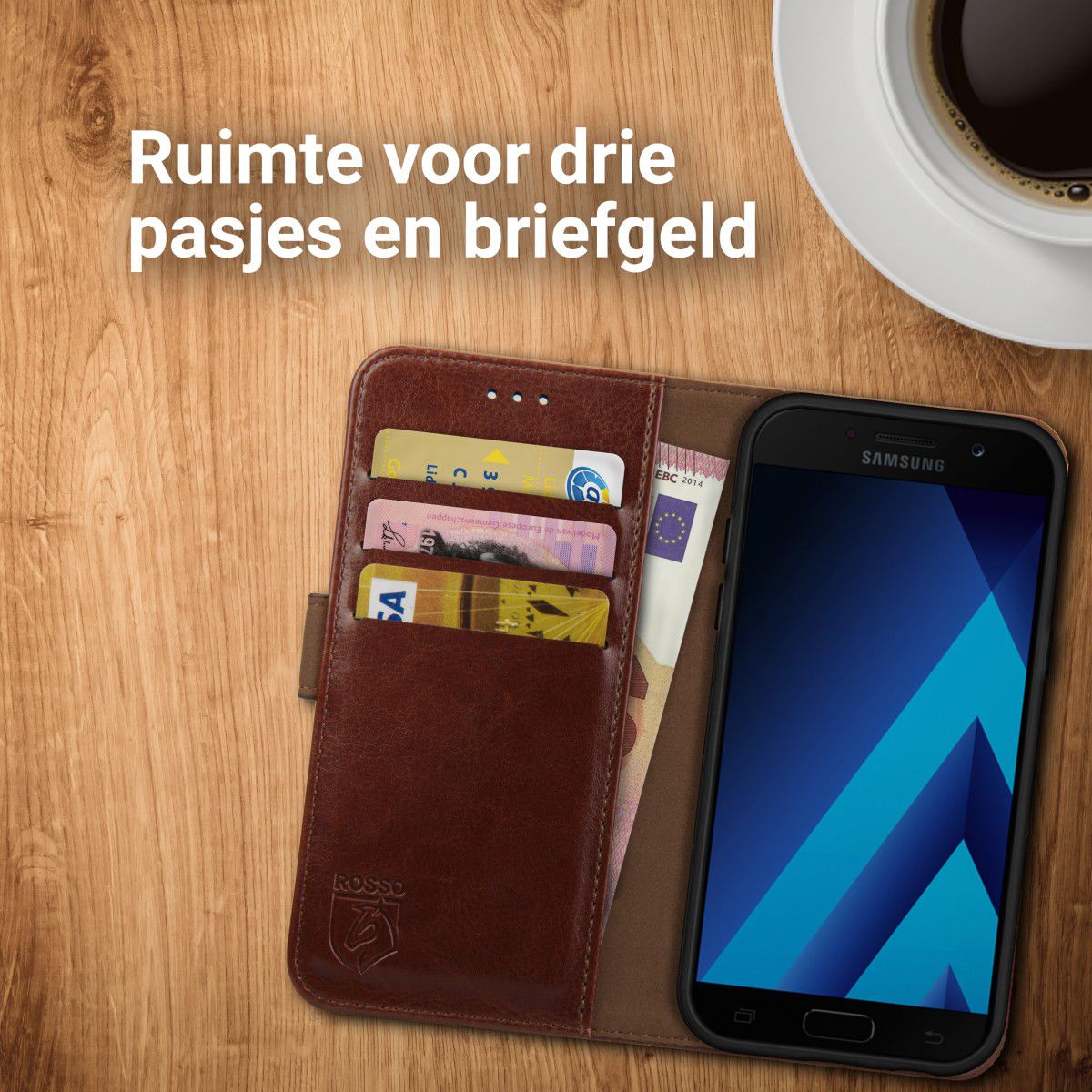 Rosso Element Samsung Galaxy A3 2017 Hoesje Book Cover Bruin afbeelding 6