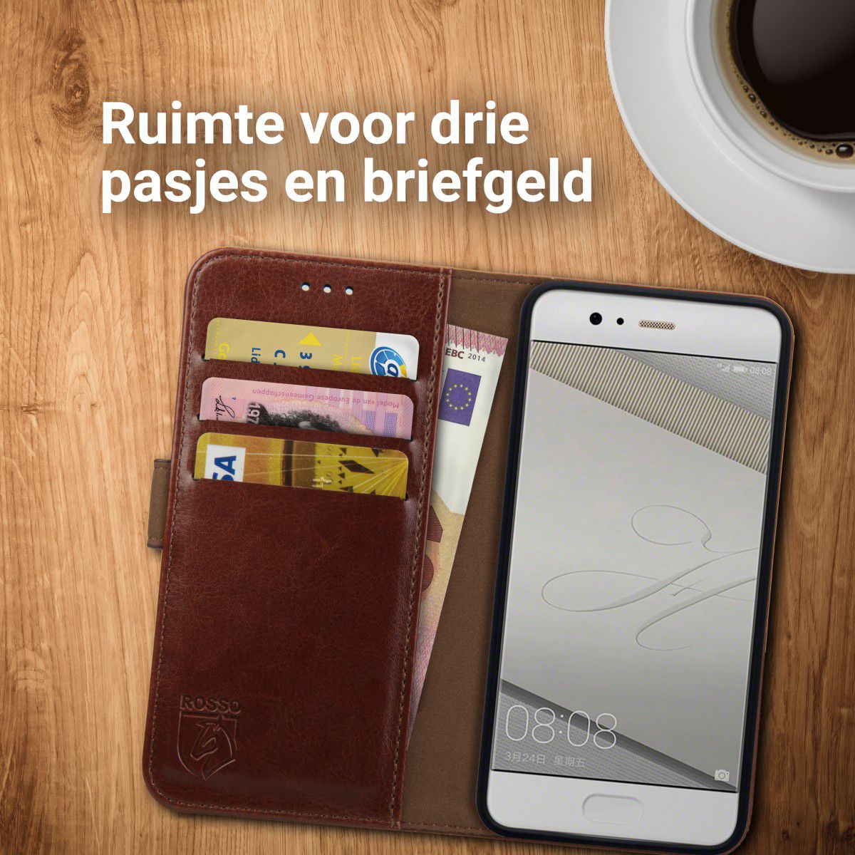 Rosso Element Huawei P10 Hoesje Book Cover Bruin afbeelding 6