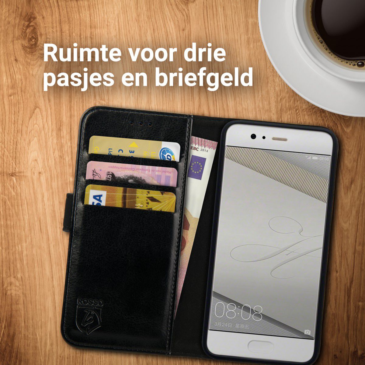 Rosso Element Huawei P10 Hoesje Book Cover Zwart afbeelding 6