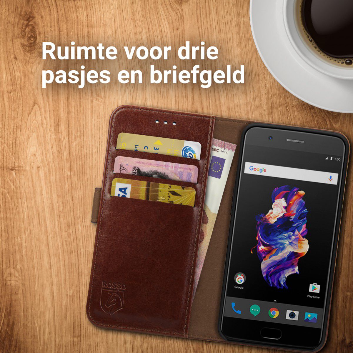 Rosso Element OnePlus 5 Hoesje Book Cover Bruin afbeelding 5