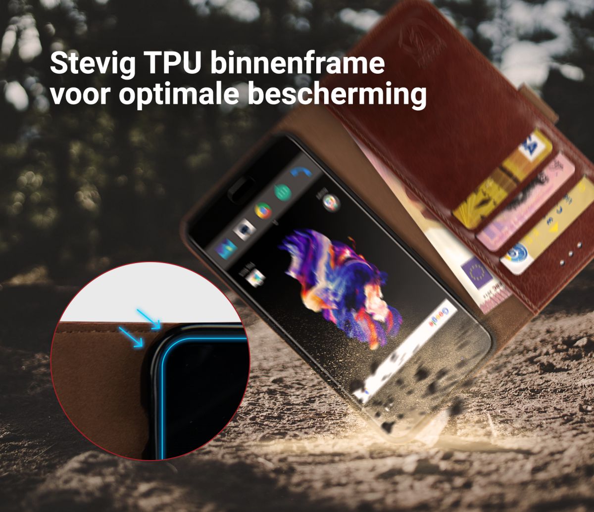 Rosso Element OnePlus 5 Hoesje Book Cover Bruin afbeelding 8