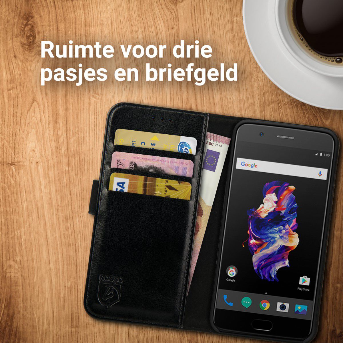 Rosso Element OnePlus 5 Hoesje Book Cover Zwart afbeelding 8